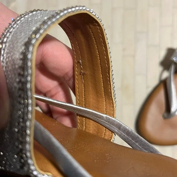 Italian Shoemaker Silver & Tan Women's Leather Sandals PROJECT/REHAB - Picture 10 of 10